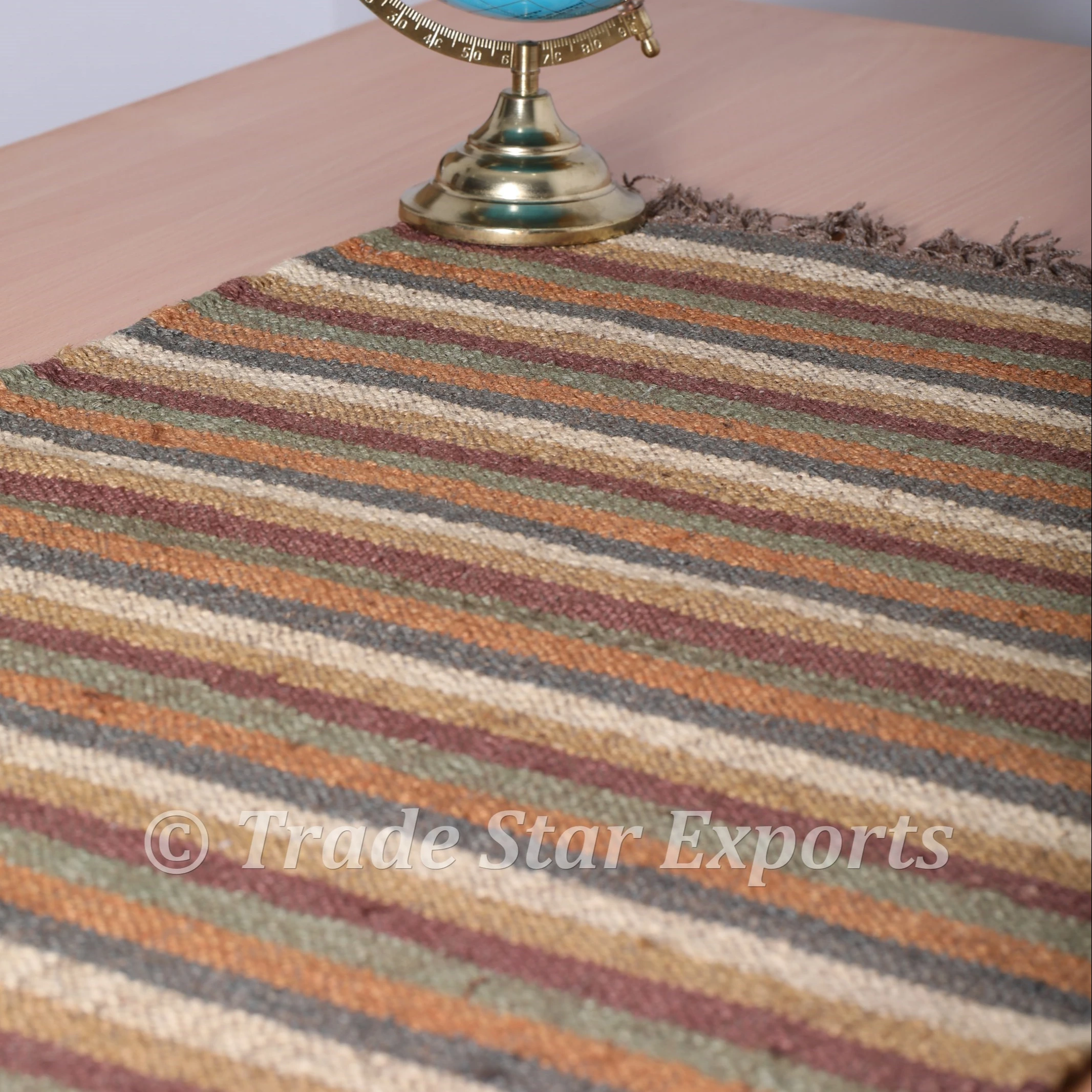 Hand Woven Kilim Carpet 2x3 Living Room Floor Rug Vintage Jute Wool Mat Carpet 