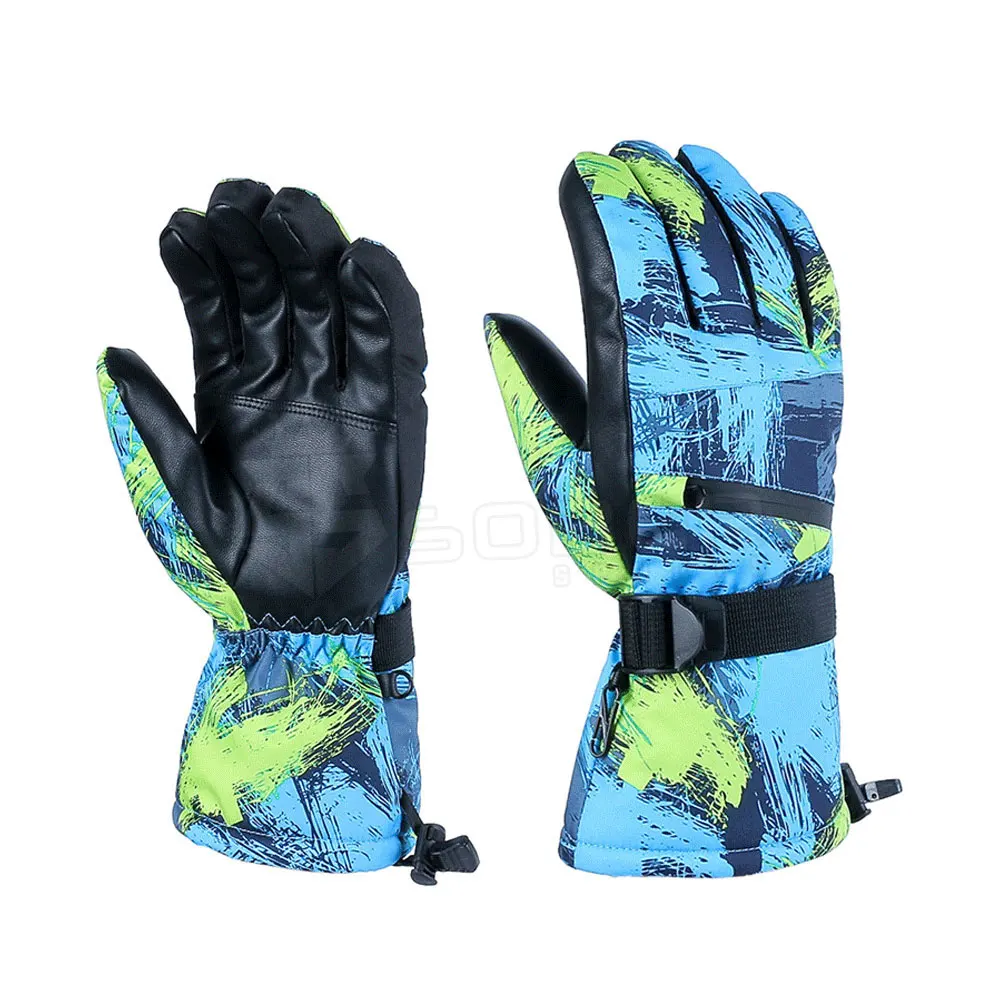 light blue ski gloves