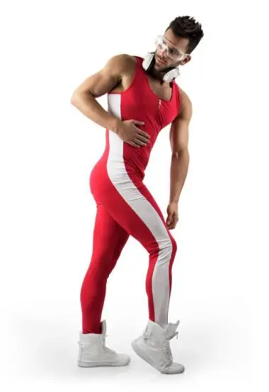 red sport jumpsuit