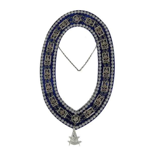 Ошейник с серебряной цепочкой Masonic Regalia Master упаковка из 5 подвесок синей подкладкой серебряная цепочка