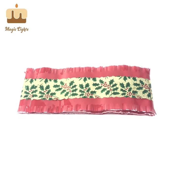 Wholesale Factory Price 3 Layer Gold Holly Red Christmas Cake Frill