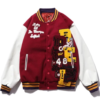 Hip Hop Baseball jacket Mens Letters Embroidery Patchwork Color Block College Jackets Mens Bomber Varsity Jacket women