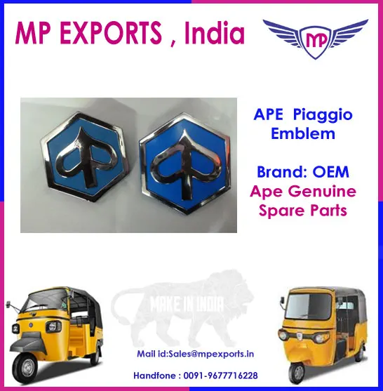 Ape Piaggio エンブレム｜純正品質 黒色 250cc以上用