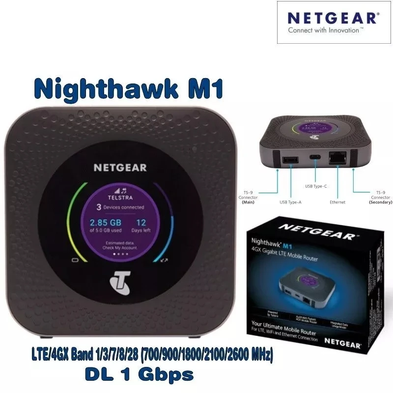 NETGEAR Nighthawk MR1100 M1 AU Version Mobile Hotspot Router Download Speeds of 1Gbps Cat16 Outdoor Travel Routers WiFi Ethernet