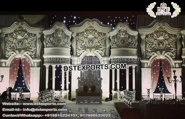 Muslim Walima Stage Mehraab Decoration Arabian Wedding Reception Night Glamorous Asian Wedding Decor Simple Fiberglass