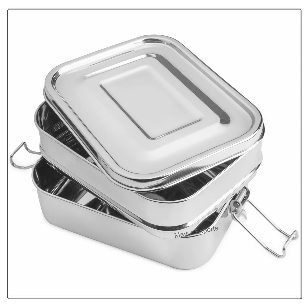 1500ml Stainless Steel Bento Box for Kids & Adults - Small Metal Lunch  Containers with Lock Clips Double Layer Lunch Boxes