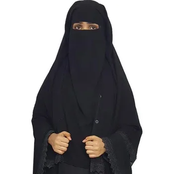 Three Layer Lace Niqab With Integrated Hijab - Buy Long Niqab,Neqab ...