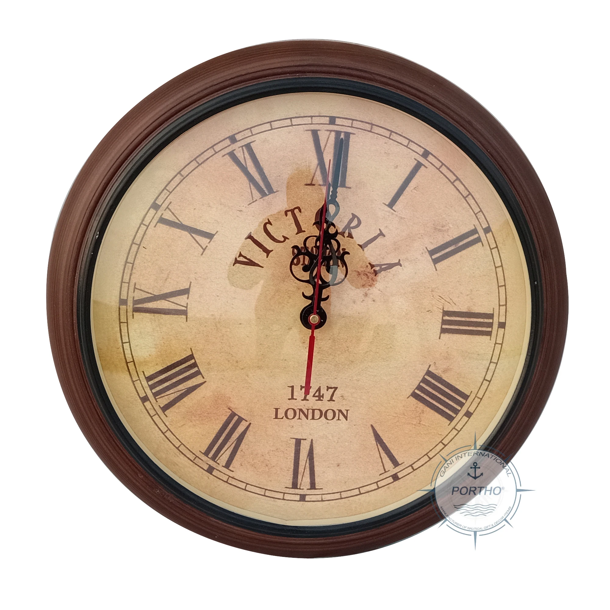 Wooden Wall Clock Round Vintage Roman Numeral Victorian Style Home