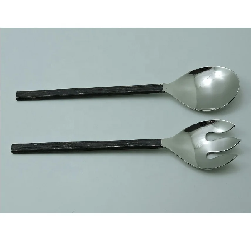 Brass Handle Stainless Steel Salad Server Spoon Set