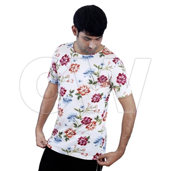 2022 New Summer Apparel Collection 100 Cotton Custom Made Flowers Printed High Quality T Shirts For Men