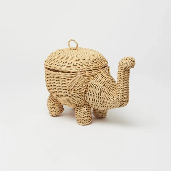 Creative Rattan Elephant Shaped Storage Wicker Basket Other Storage