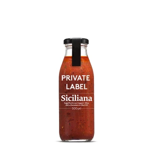 Private Label Italian Sicilian Sauce with Tomato, Anchovies, Olives and  Capers 500 ml Bottle for Wholesales