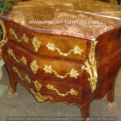 Source French Antique Louis XV Style Marble Top Commode Dresser Cabinet  Chest Bombe Chest of Drawers inlaid chest of drawers on m.