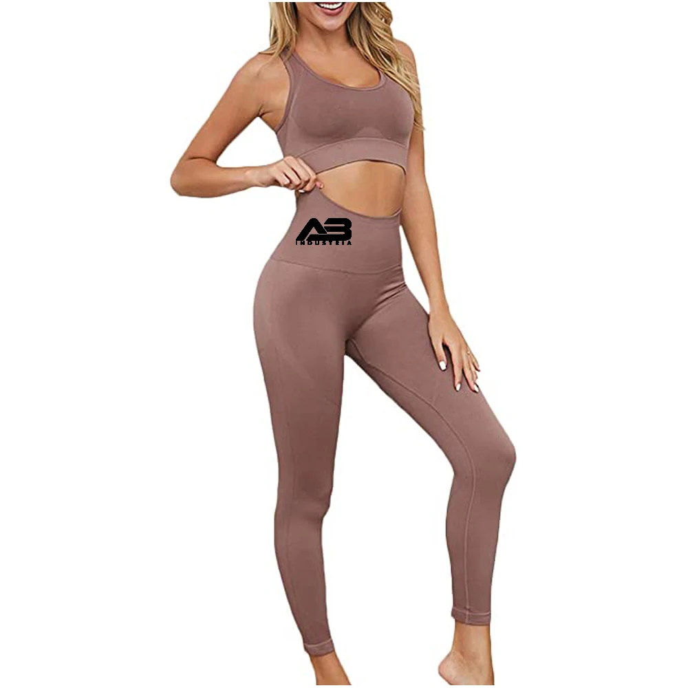 custom logo gym suit sport bra tops yoga leggings set two pieces