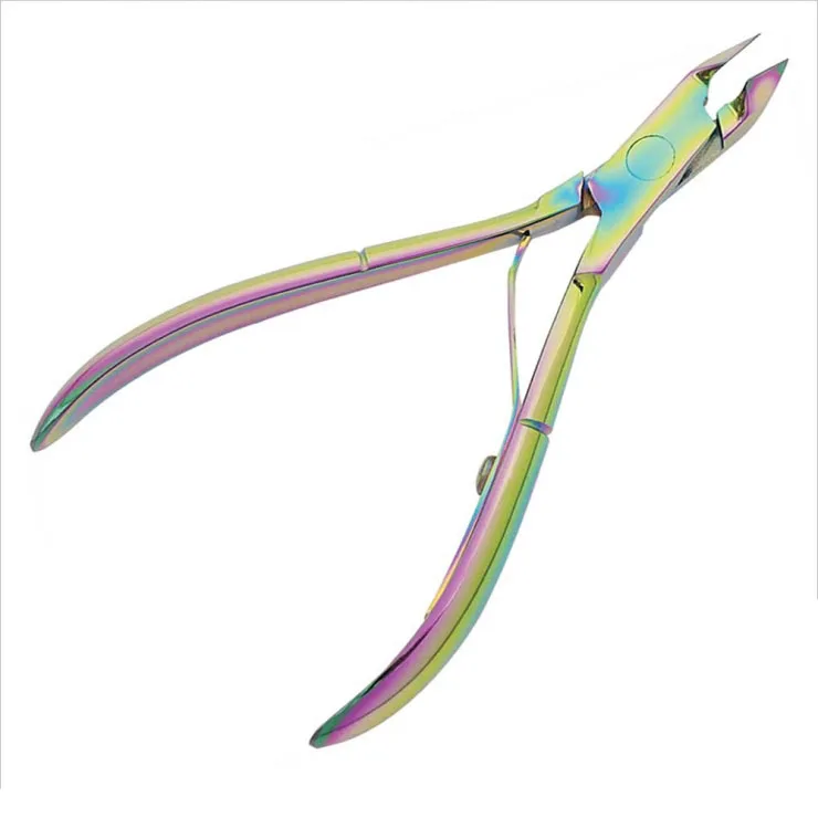 Stainless Steel rainbow Color Coated Double Spring Bright Nail Nipper Salon Best Cuticle
