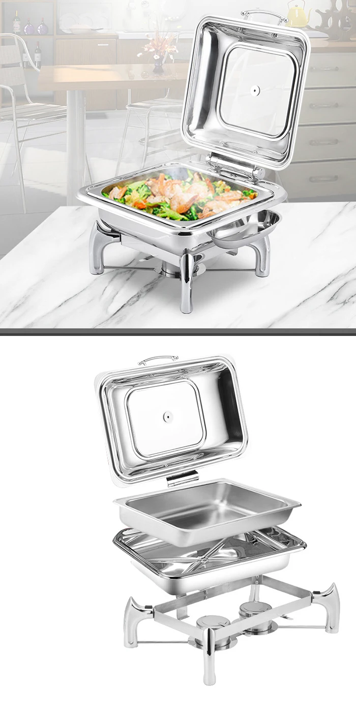 201sus Square Chafing Dish With Visible Glass Alcohol Stovev Buffet ...