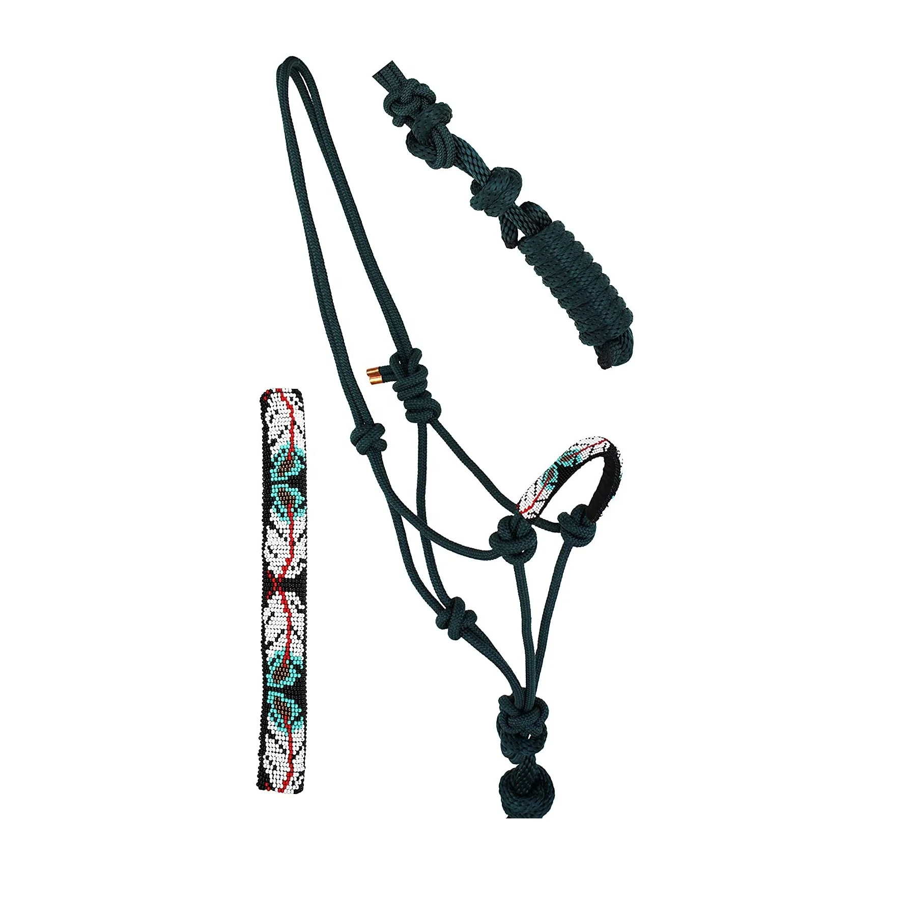 Horse Lead Rope Halter With Customize Bead Designs Nose Band All Colors