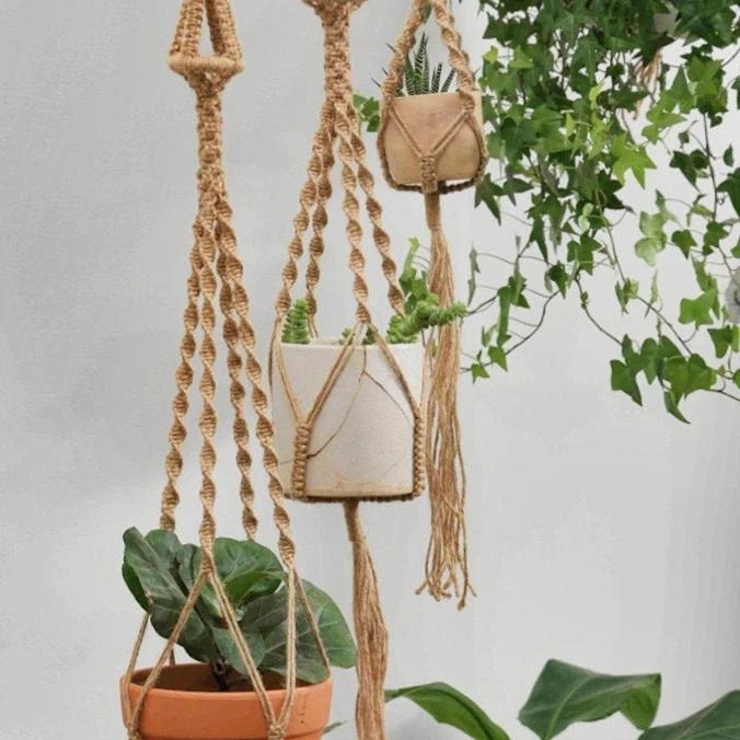 Jute Macrame Plant Hangers Hanging Wall Planter Buy Rope Plant