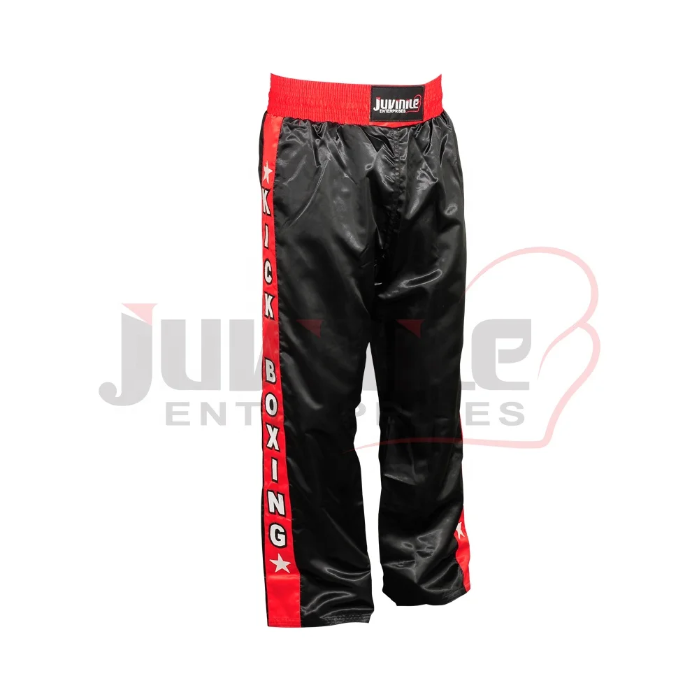 ADIDAS KICKBOXING SATIN TROUSERS - FULL LENGTH STRIPE - BLACK/WHITE | Fight  Outlet