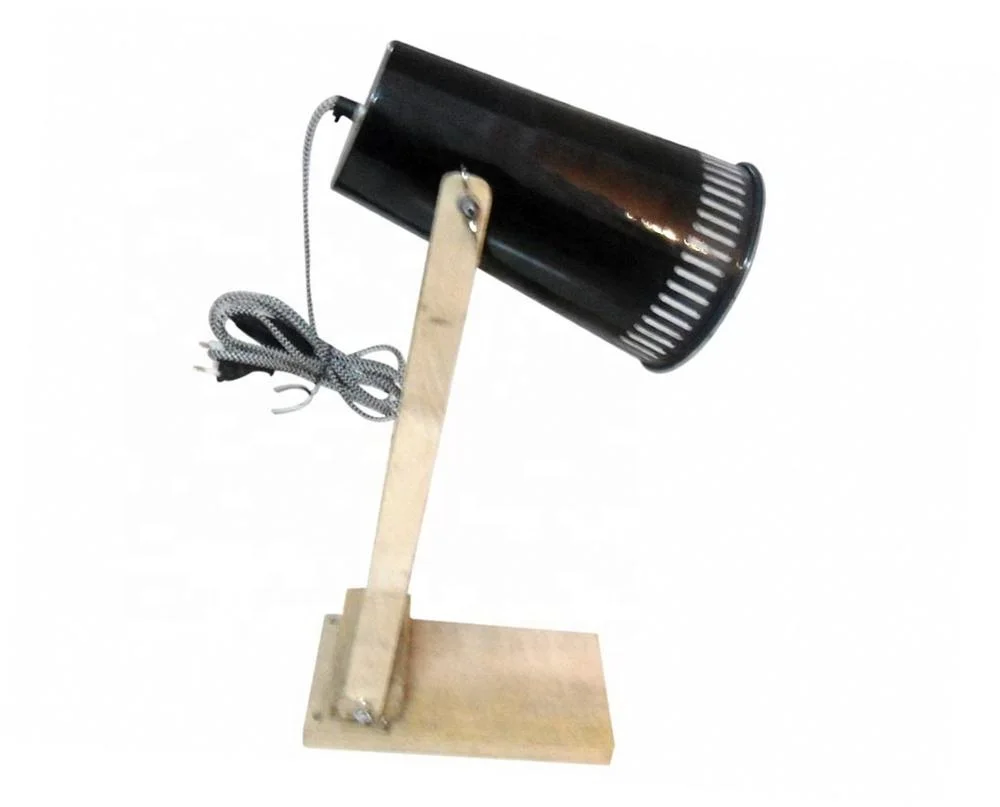 New design Iron metal shade natural wooden desk lamp of study table light