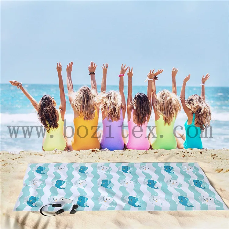 Hot sale Absorbent  Sand Free  printed  beach microfiber travel  towel  for camping  yoga