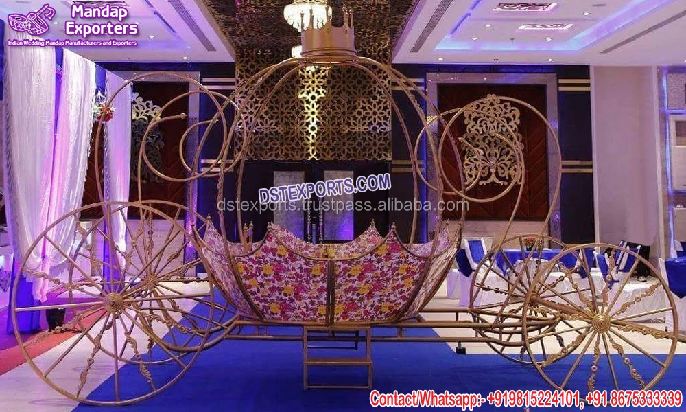 Cinderella Kids Touring Horse Carriage Pumpkin Hollow Cart Wood Metal Construction Modern Design Lightweight for Decoration Usa