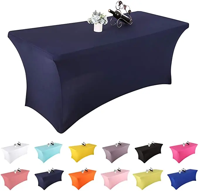 Spandex Fitted Stretch Table Cover for 6 ft or 4ft or 8ft Folding Table Rectangular Tablecloth for Party or Banquet