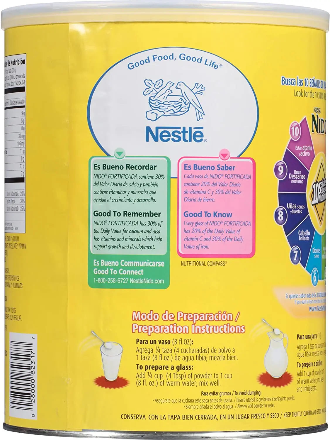 Nestle NIDO 3+ Toddler Powdered Milk Beverage - 28.2 Oz Canister - Powdered Milk Beverage with Vitamins and Minerals 1.76 lb.