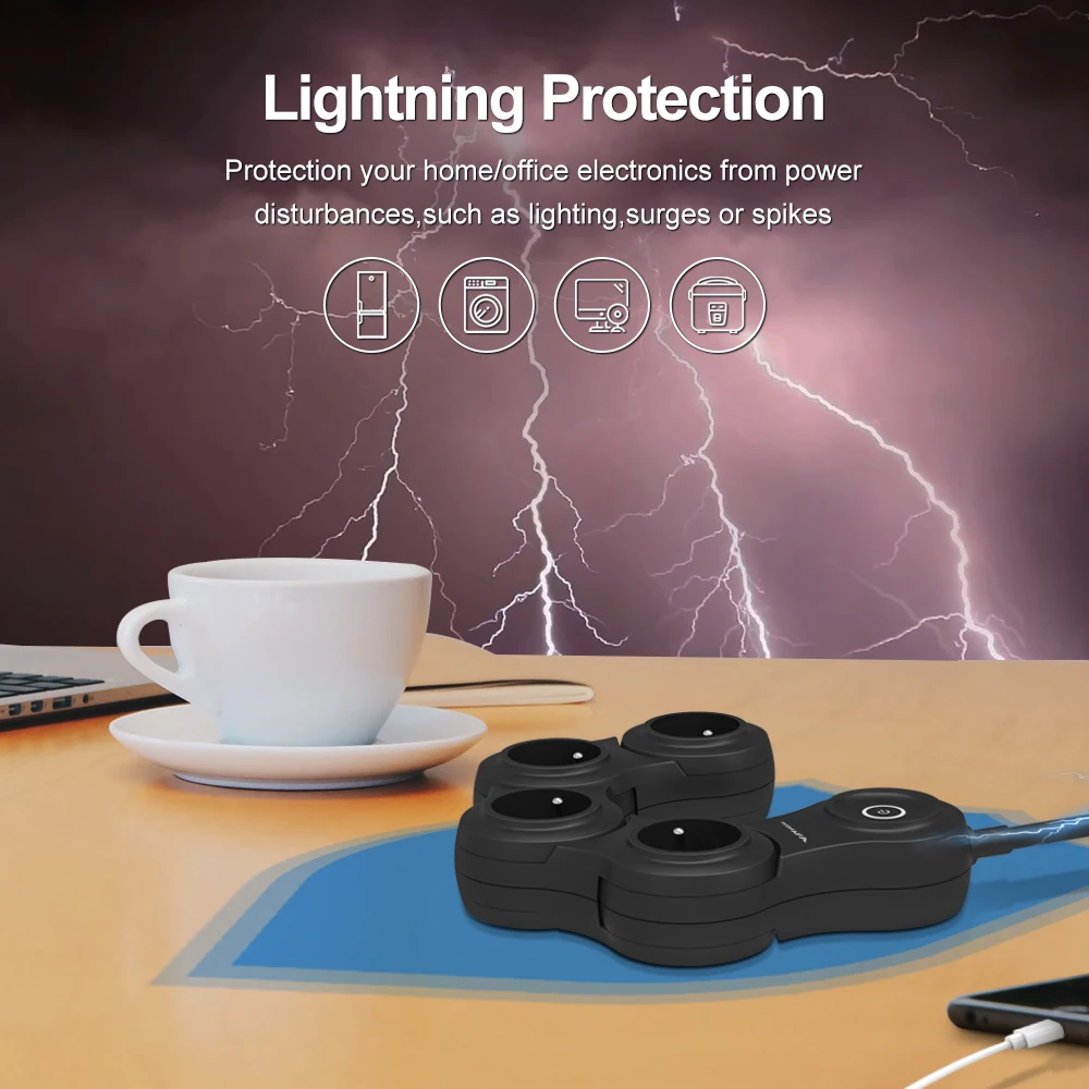 Сетевой фильтр французского типа с 4 выходами и гибкой защитой от