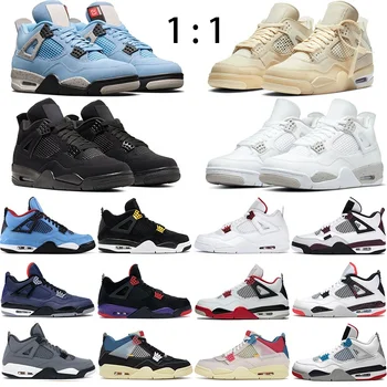 NEW Basketball Shoes women High quality OG 4 retro 4s Bred Black Cat University Blue Fire Red men's fashion sneakers 4