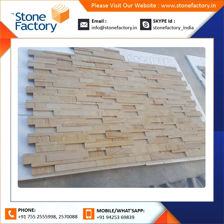 Swan Surfaced Top Quality Teakwood Ledger Panel Tiles For Beautiful