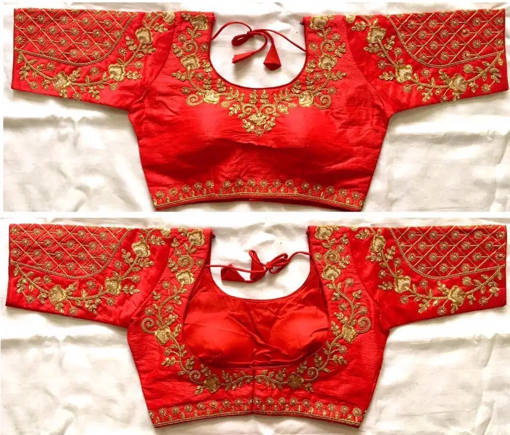 Bulk Exporter of Latest Fancy Designer Festival Wear Puff Sleeve Boat Neck Blouse
