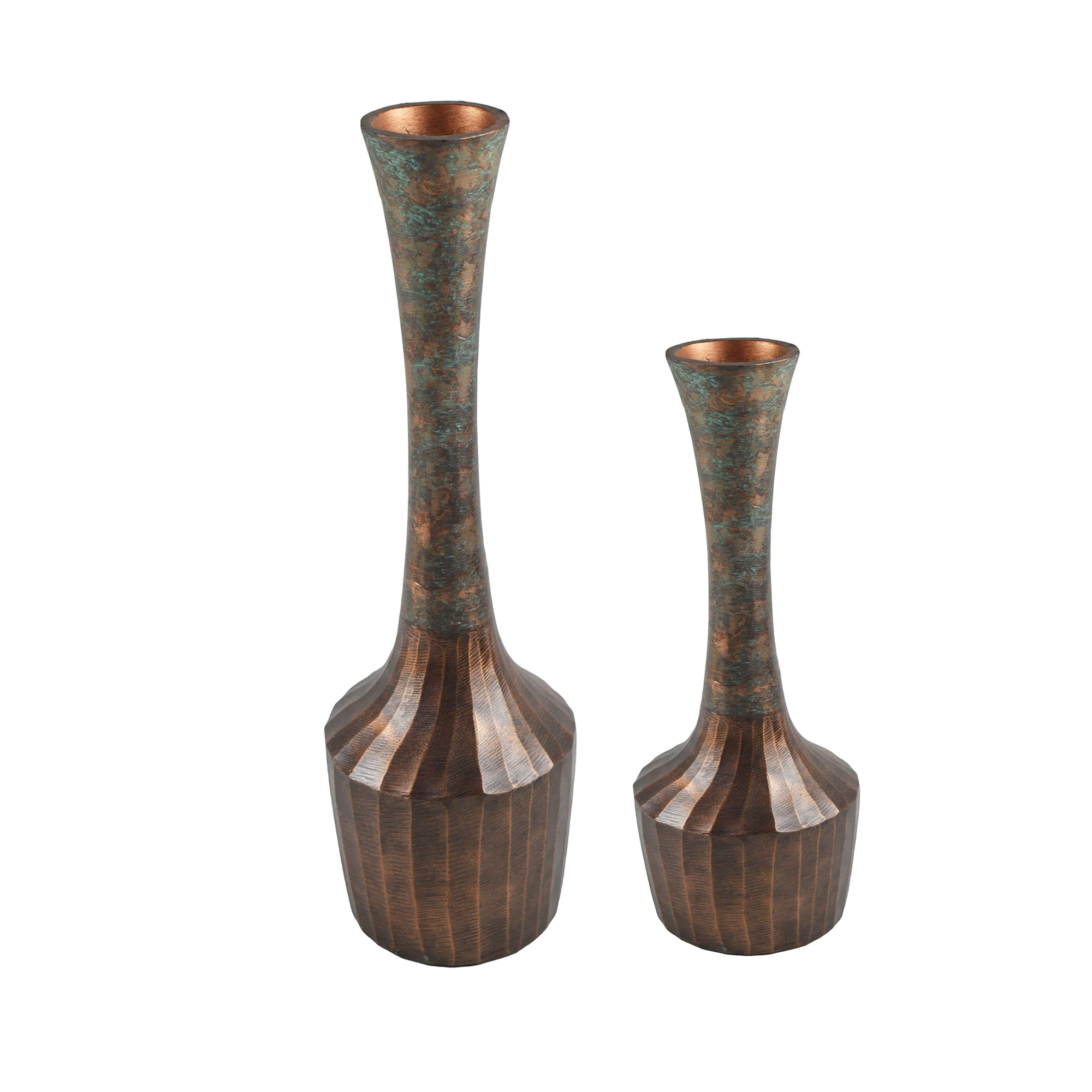 Набор из двух цветочных ваз в винтажном стиле хорошего качества разноцветные и латунные декоративные вазы под