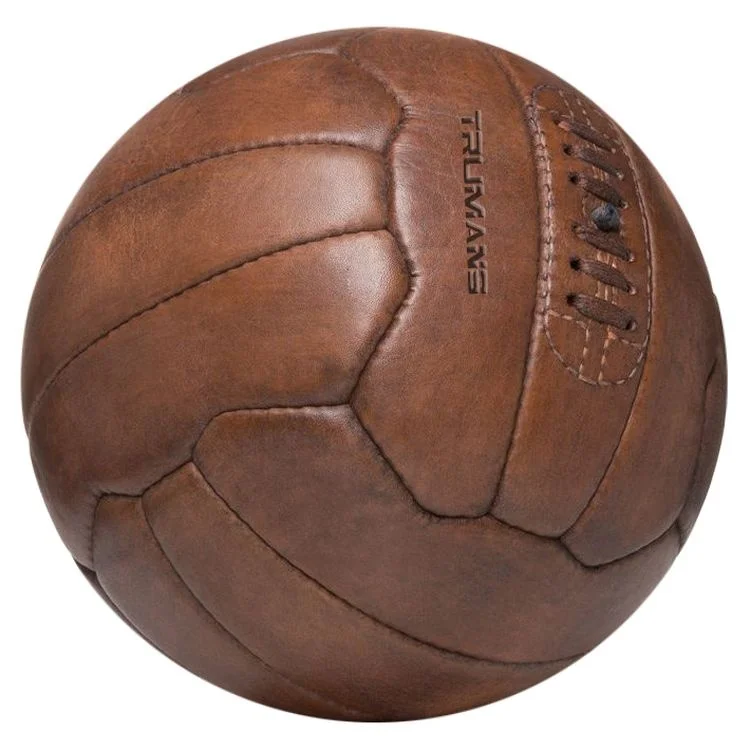 Ballon De Foot Vintage En Cuir Fait Main – Couleur Marron Clair, Déco Ou Jeu