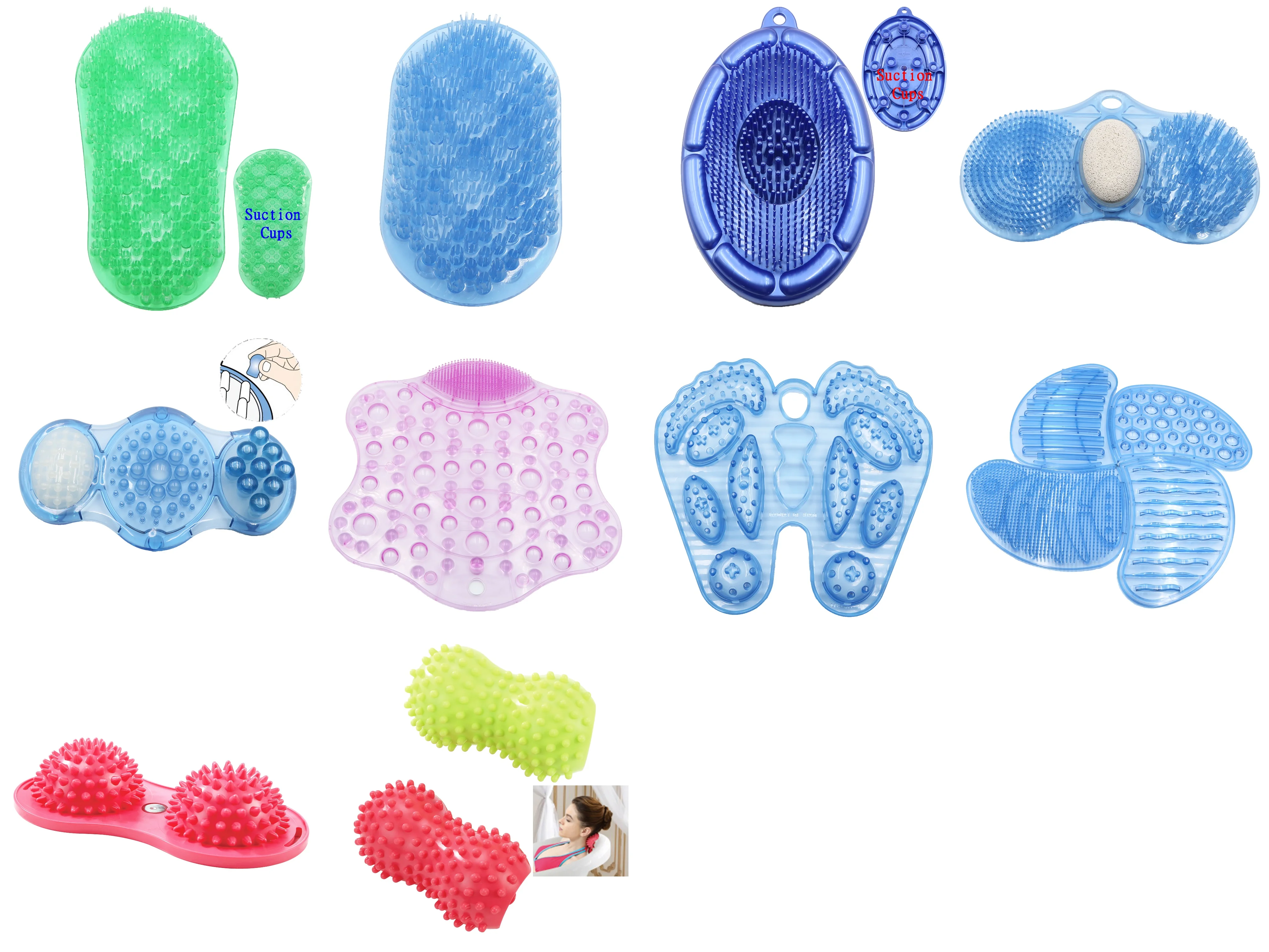 Allwinwin Fsb10 Foot Scrubber Shower Massage Pillow Mat Suction Cup