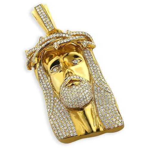 gold diamond jesus pendant