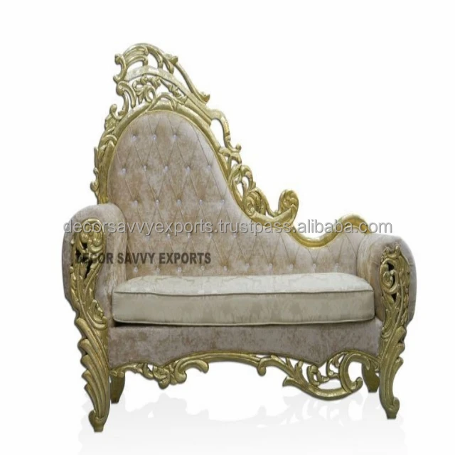Royal King Throne Chair High Back For Groom And Bride Royal Weddings