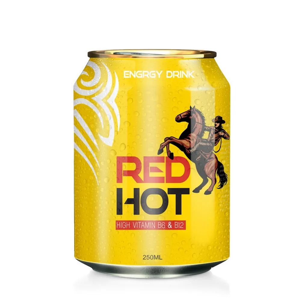 Red Hot Energy Drink 250ml Can For Export Customize Private Label Free Sample Free Design