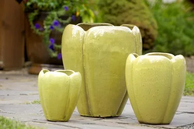 Outdoor Pots and Planters - Large Ceramic Tulip-Shaped Planter