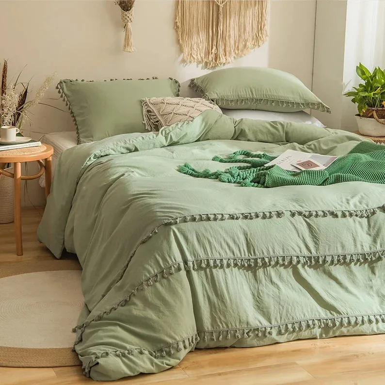 tassel quilt cover set