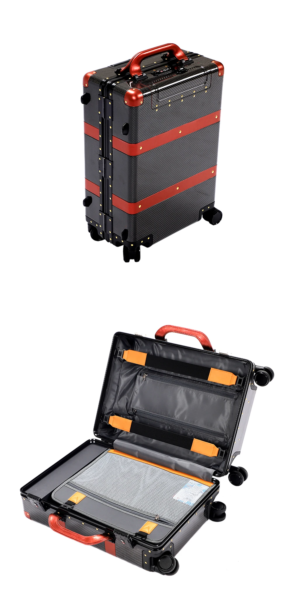 2021 Luxury Dry Carbon Fiber Suitcase Luggage Trolley Bags for Travel 20'' with 4 Wheels Medium-sized 24''