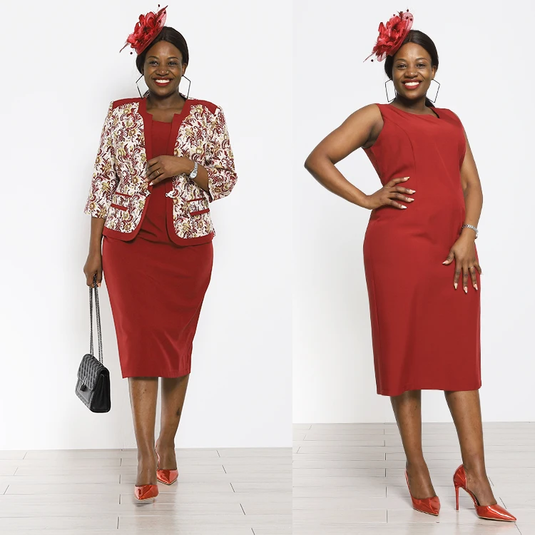 Plus Size Church Attire African Women Dress Suit Brocade Jacket Suit  Turkish Sunday Wears Clothing