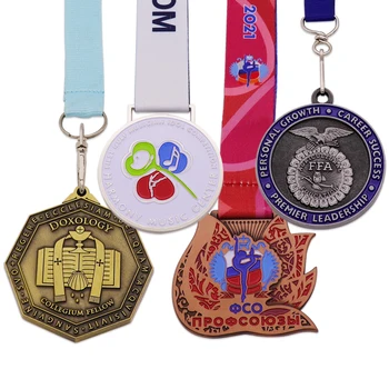 Wholesale Medal Cheap Design Custom Education & Music & Dance Plating Custom Metal Color Medal Ribbon Memorial Award