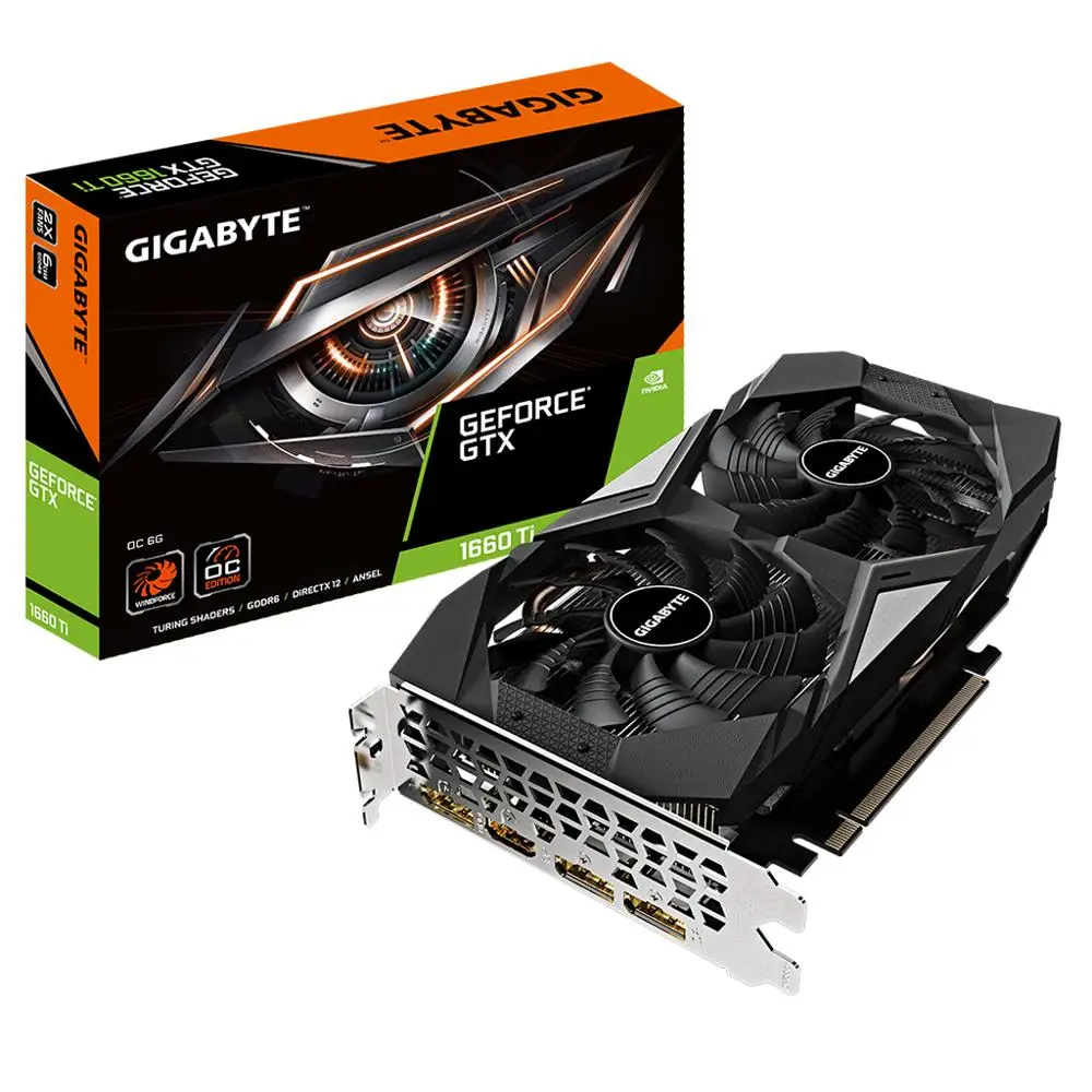 GPU Gigabit GTX 1660 Ti OC 6G bekas dengan 6GB GDDR6 192-bit 1800 MHz 1536  kartu grafis core CUDA (GV-N166TOC-6GD)