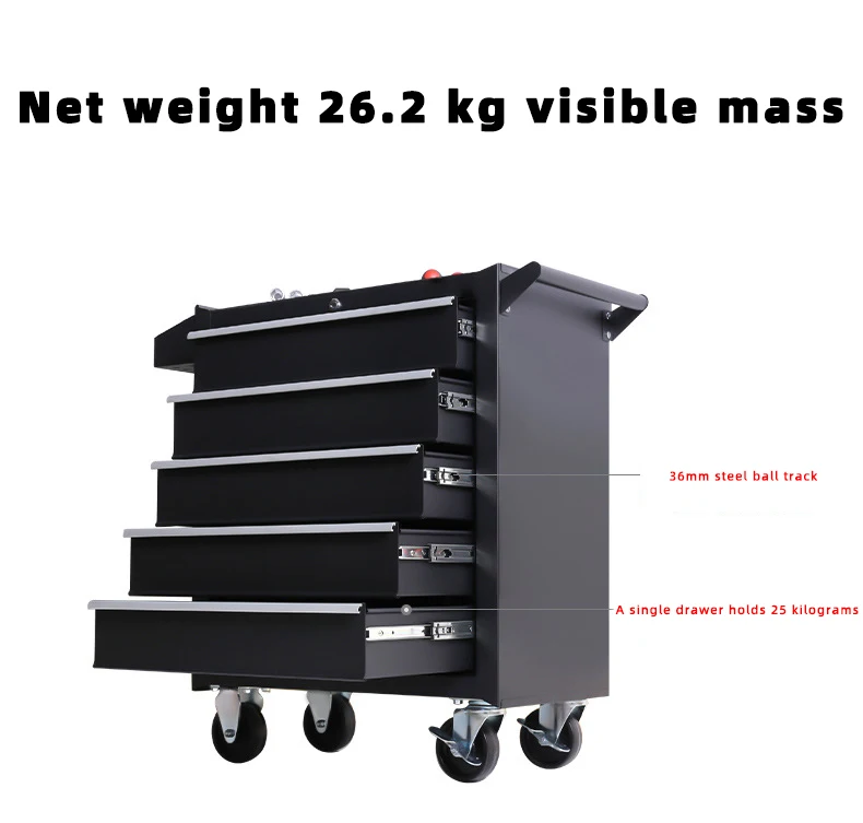 Drawer Trolley Tools Storage Cabinet Metal Workshop Durable 5 Carton OEM Silver Snap on Tool Box Rolling Tool Chest 3 Years