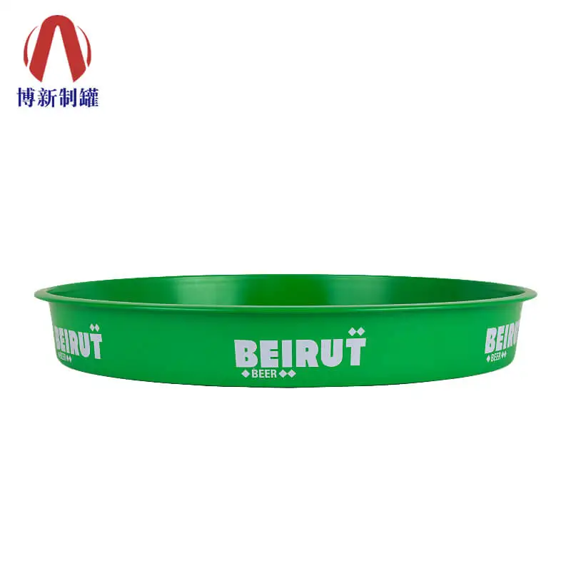 Custom Metal Plate Tin Serving Bar Tray Round Antislip Bar Beer