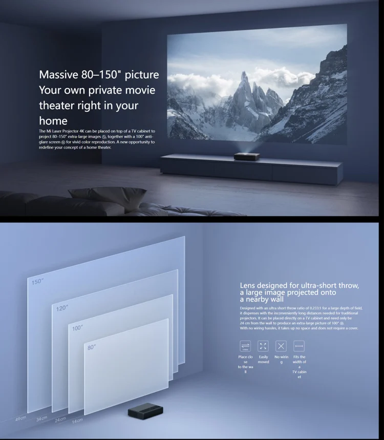 Xiaomi Mi 4k Full Hd 5000 Smart Proyect 4k Laser Projector 150 Version Global Videoprojecteur