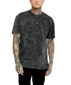 100% cotton plain vintage t shirt men stone washed tshirt custom logo blank black oversized t shirts