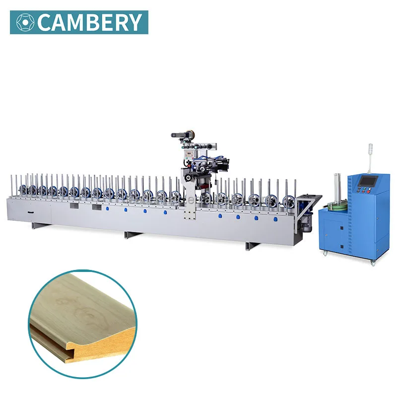 Автоматическая подача горячего клея горизонтальная машина для обертывания профилей ДВП пленки