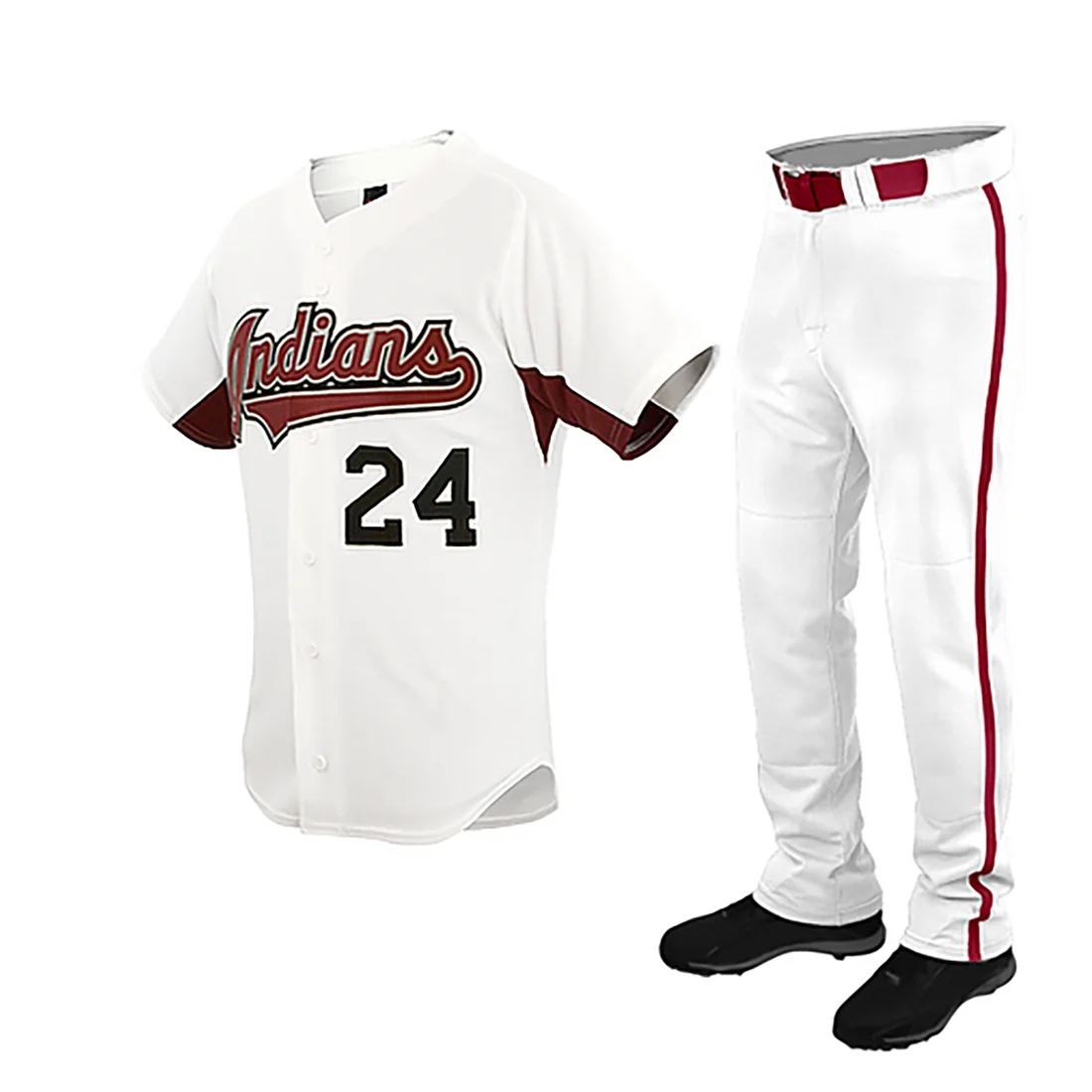 Unisex Button Down Plain Red Stripe Baseball Jerseys | YoungSpeeds